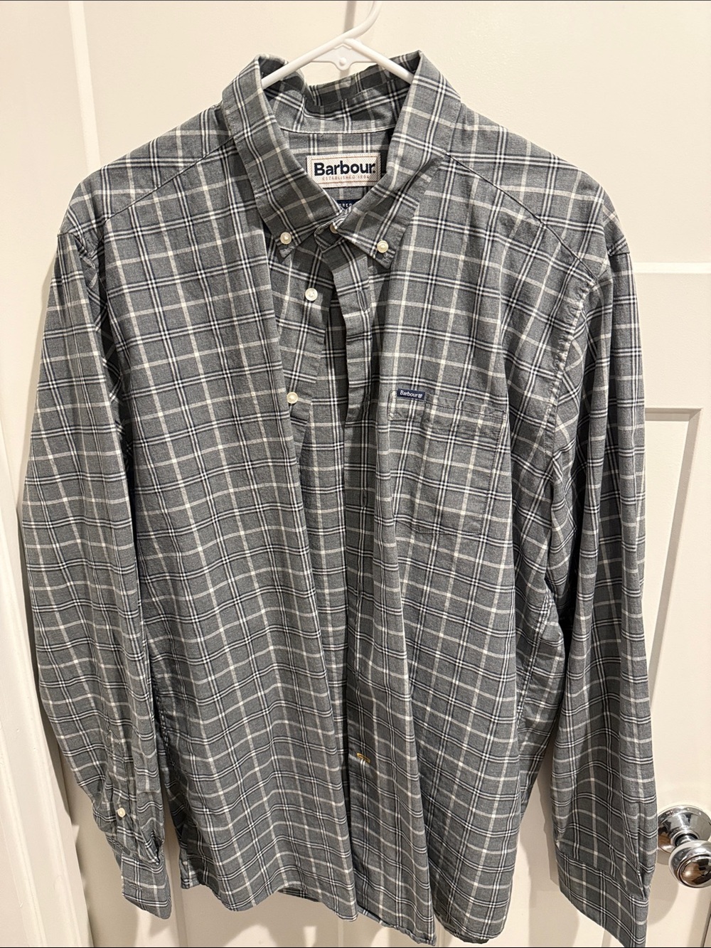 Barbour Gray Plaid Long-Sleeve Button-Down Shirt